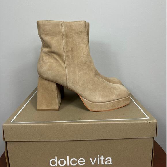 New Dolce Vita Ulyses Platform Bootie in Mushroom Suede Women's Size 9.5 - Picture 5 of 8